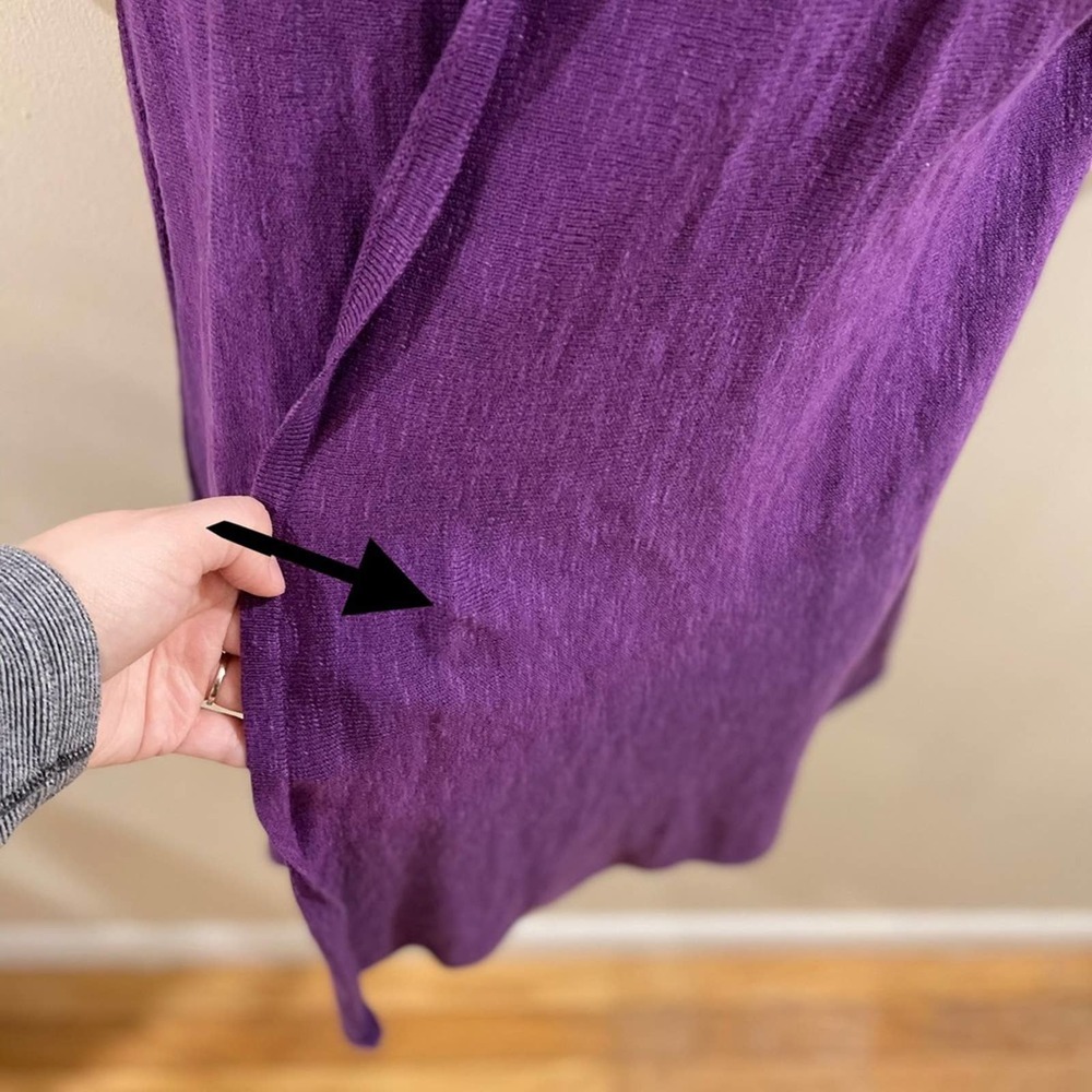 Eileen Fisher Linen Open Cardigan Purple Medium - Picture 9 of 14
